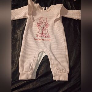 GAP Pink Striped Baby Footie with Ruffles